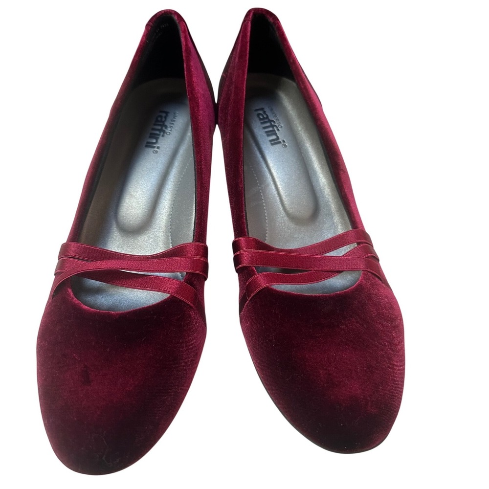 Umberto Raffini Neena Burgundy Velvet Block Heel Pumps Size 41 US 10 Holiday - Picture 3 of 9